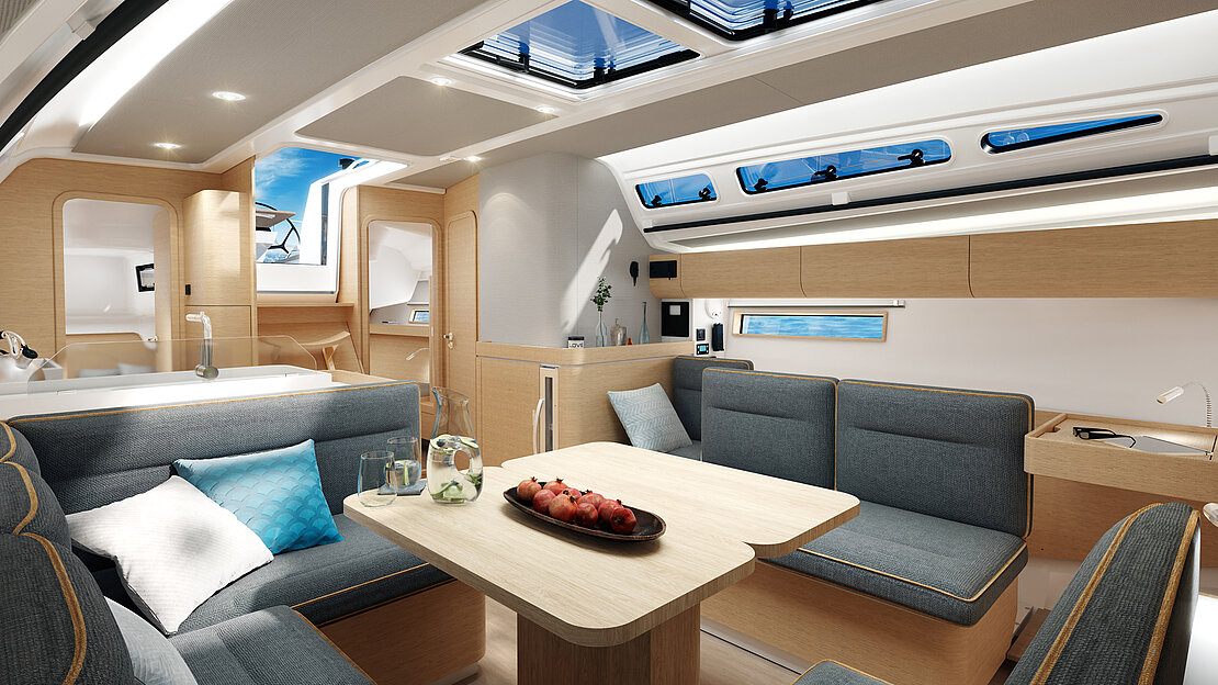 Dehler 46 SQ saloon with moveable sofa