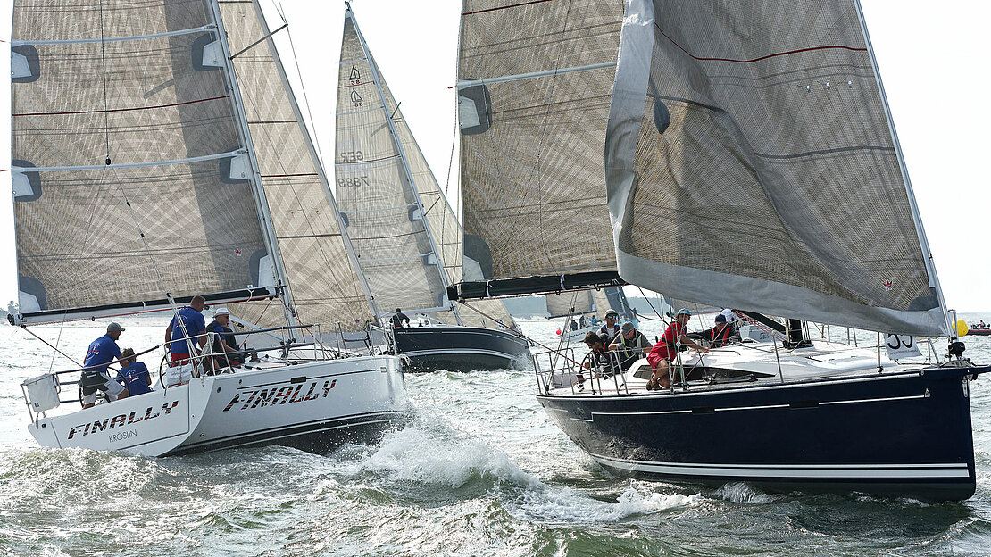 Baltic sea regatta racers tacking hard