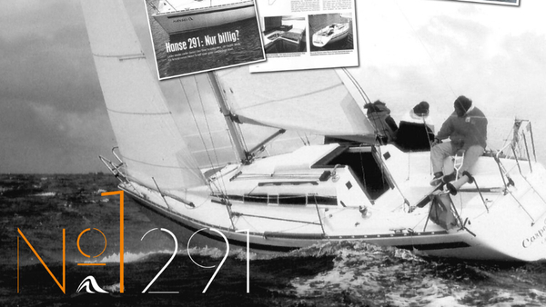 Hanse Черно-белая историческая фотография парусной яхты в 1993 году