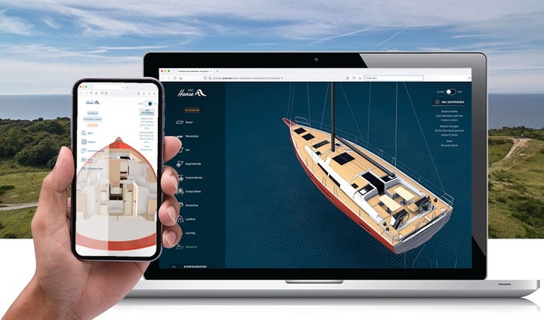 Configurateur de bateaux Hanse Yachts en 3d pour mobile et desktop