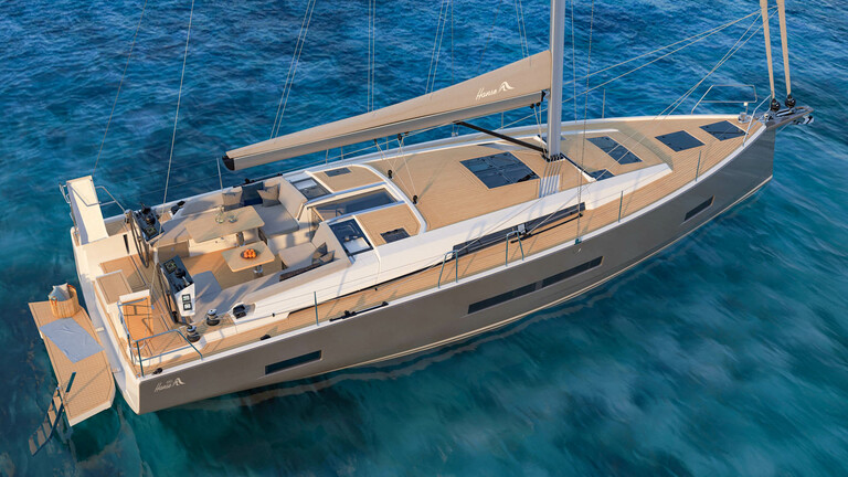 Overhead rendered view of the new Hanse 460 sailboat