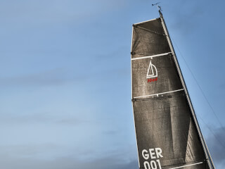 Black sail of a Dehler yacht