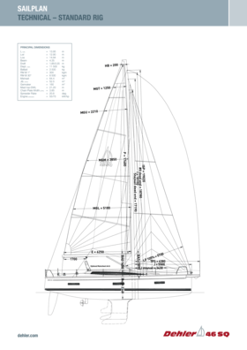 Dehler 46 SQ Sail technical diagram | Diagram of the sails of the Dehler 46 SQ | Dehler