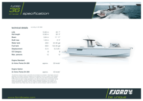 Fjord 36 MY tender | Especificaciones estándar | Fjord