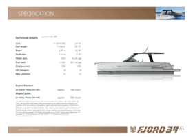 FJORD 39 XL Standard Specification | Fjord