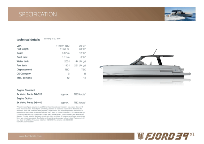 FJORD 39 XL 技术规格 | Fjord
