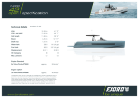 Fjord 42 open | Standard specification | Fjord