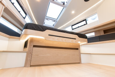 Powerboat with indirect lighting in the owner's cabin