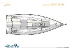 Hanse 388 Decksplan | Technischer Decksplan | Hanse