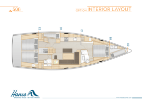 Hanse 508 interior layout option 3 | A2 / B1 / C1 / D1 / E2 - Option | Hanse