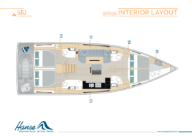 Hanse 510 interior layout option 2 | A2 / B4 / C3 / D1 / E3 - Option | Hanse