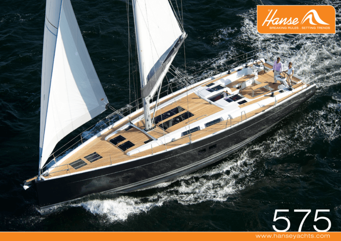 Hanse 575 opuscolo | l’ HANSE 575 è la barca da crociera perfetta, progettato da Judel/Vrolijk & co, il nome più importante sulla scena mondiale dello yacht design. I progettisti hanno soddisfatto la nostra richiesta di creare la barca più veloce della sua classe. | Hanse
