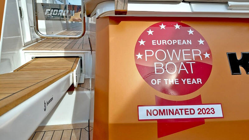 European Power Boat of the Year 2022 sticker on Fjord 53XL