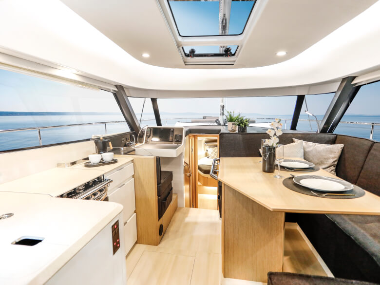 Galley in the large decksaloon of a Moody Sailing Yacht