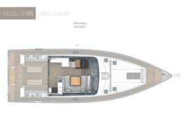 Moody Decksaloon 48 макет главной палубы D1 | концепция каюты главной палубы D1 | Moody