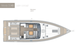 Moody Decksaloon 48 Diseño cubierta principal D2 | concepto de cabina cubierta principal D2 | Moody