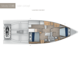 Moody Decksaloon 48 Layout Standard | Lower deck cabin A1-B1-C1 Standard | Moody