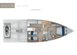Moody Decksaloon 48 Layout Option | Lower deck cabin A2-B2-C1 Option | Moody