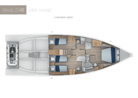 Moody Decksaloon 48 Layout Option | Lower deck cabin A1-B2-C2 Option | Moody