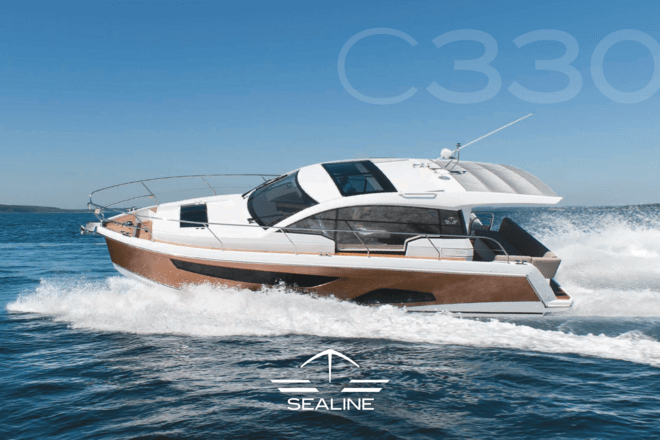 Sealine C330 brochure | ENJOY BOATING: AT ANY TIME. AT ANY SEA. Escape everyday´s business in any direction of the compass: The C330 was created for all regions worth to be cruised – from hot climate regions to northern waters. A sporty performance, spacious cabins and a well-sheltered living space on deck make the C330 a perfect hideaway throughout the entire year. | Sealine