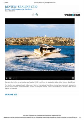Sealine C330 Test Review Trade a Boat 10/2015 | The Sealine was released locally at the recent Sydney International Boat Show, having been previously released in Europe. Two versions are available: the Sealine S330 sports version, and our review boat, the Sealine C330 cruiser. We got the first ride. | Sealine