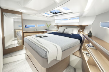 Sealine C335 | Once inside, you realise why light switches are rarely used on this boat before sunset. | Sealine