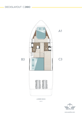 Sealine C390 Lower deck (Option 3)
