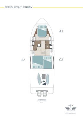 Sealine C390v Lower deck (Option 2)