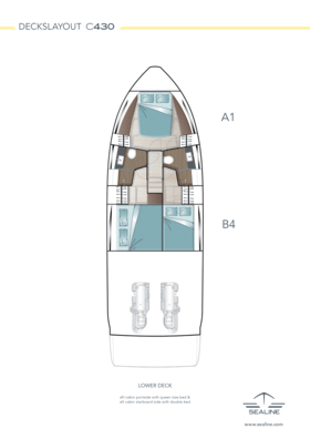 Sealine C430 Unteres Deck (Option 3)