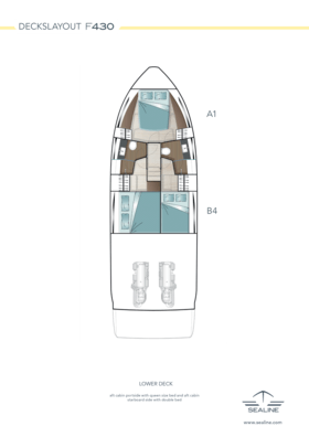 Sealine F430 布局 - 下层甲板