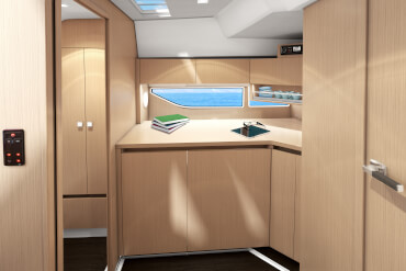 powerboat, interior, cupboard, window, worktop, storage