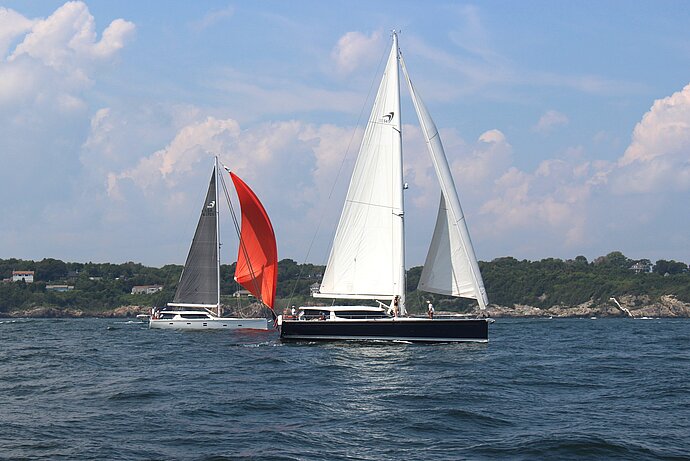 A beautiful day for sailing at the championship of luxury blue water yachts