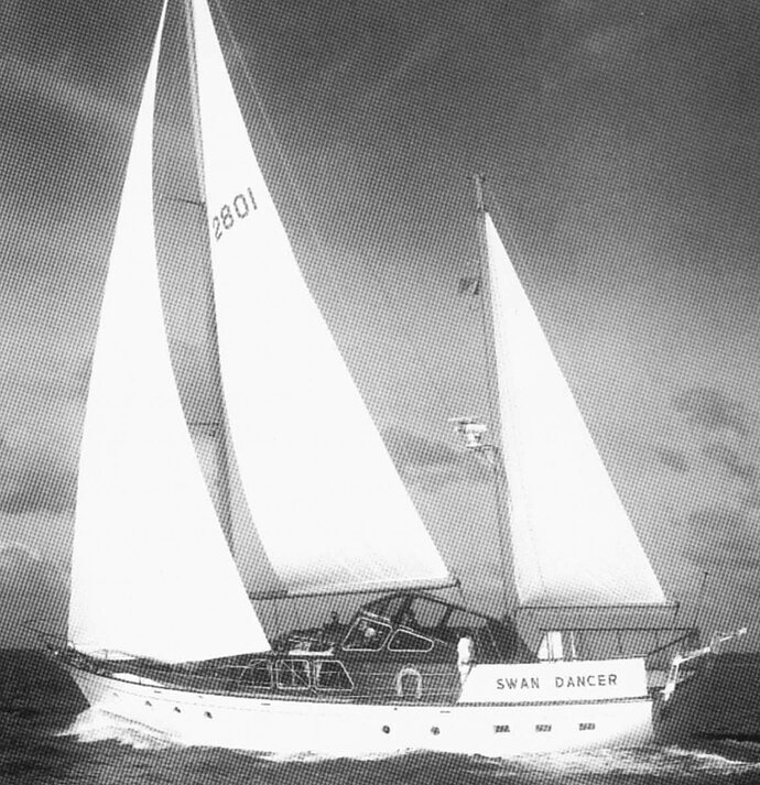 1970年帆船 "天鹅之舞 "的历史照片